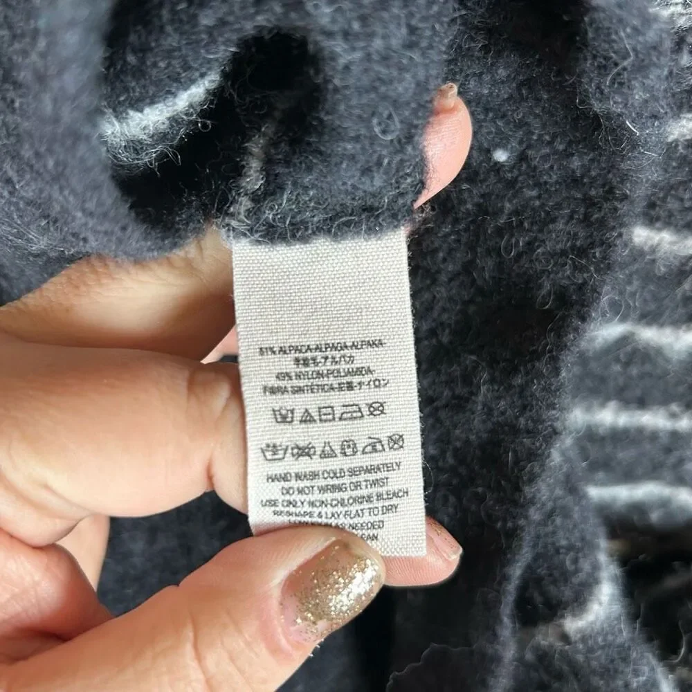 Free People Alpaca Blend Sweater Medium (M) Heather Grey Striped
